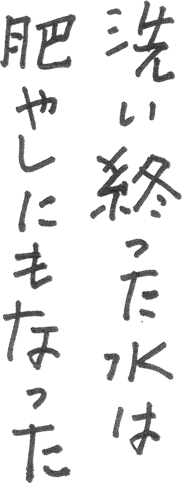 洗い終わった水は肥やしにもなった